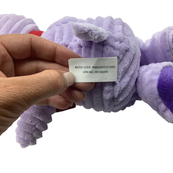 Walmart Hippo Ribbed Plush Purple Stuffed Animal Toy 10" Red Scarf Holiday - Picture 4 of 5